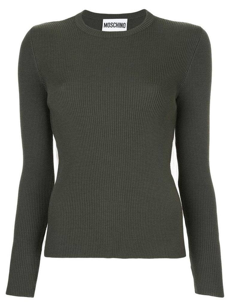 Moschino ribbed sweater with tulle inset - Green