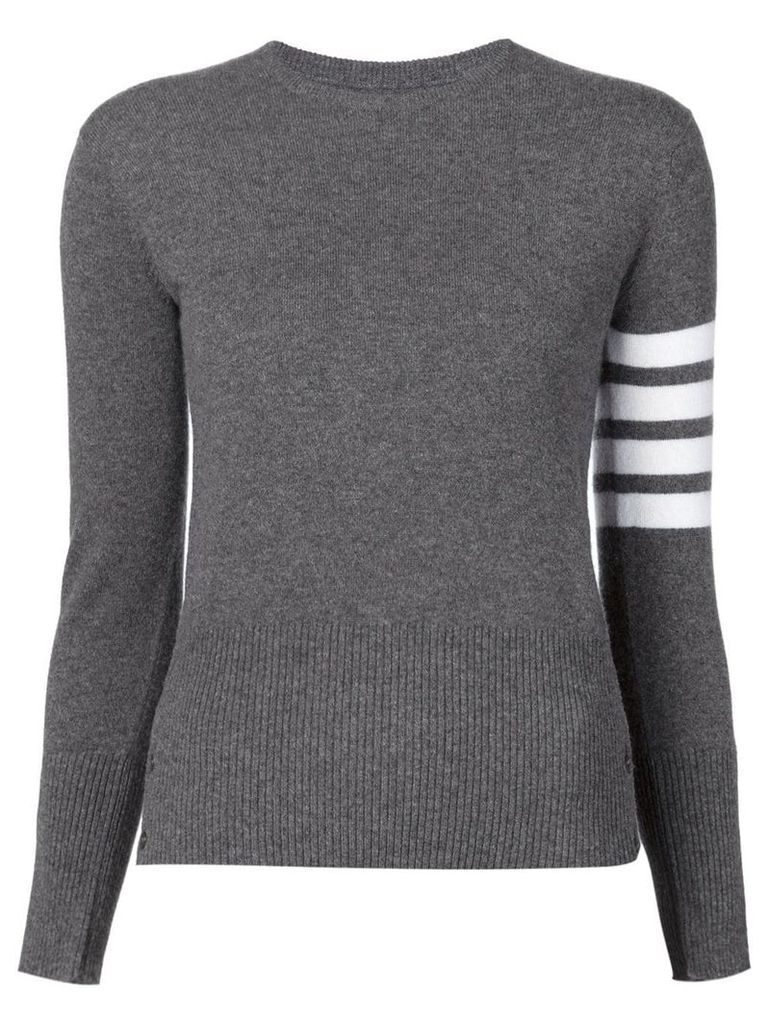 Thom Browne crew neck Pullover With White 4-Bar Stripe In Grey