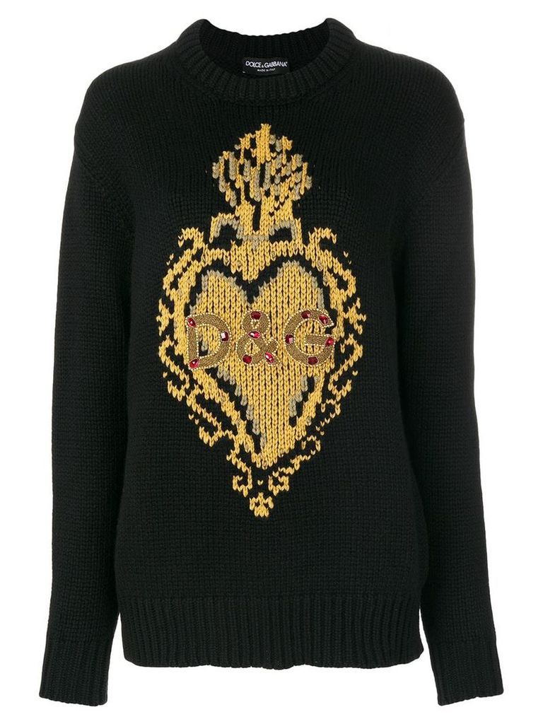 Dolce & Gabbana knit intarsia heart jumper - Black