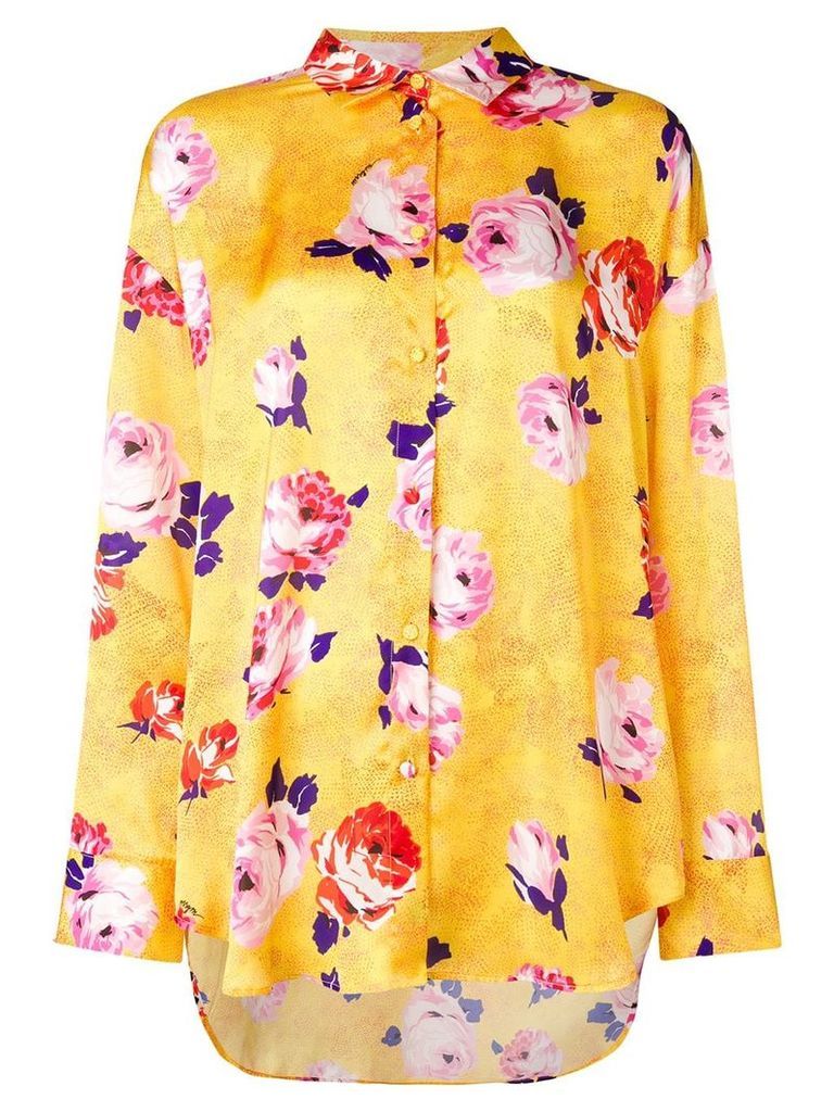MSGM floral print satin blouse - Yellow