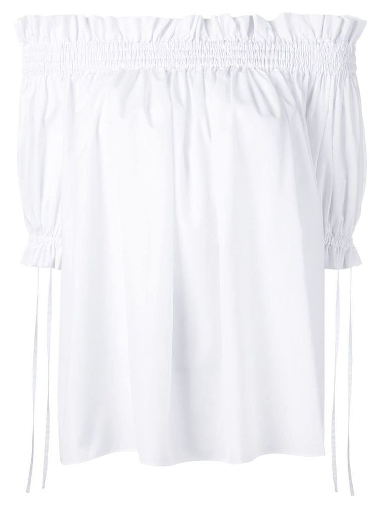 Alexander McQueen off-the-shoulder smocked blouse - White