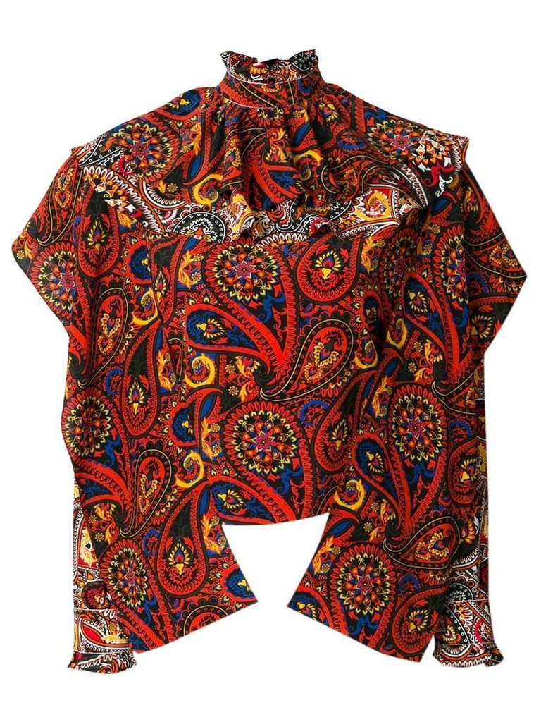 JW Anderson olive paisley-print ruffle top - Multicolour