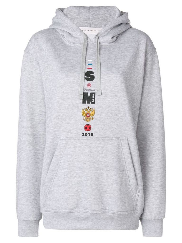 Sandra Mansour Front embroidered hoodie - Grey