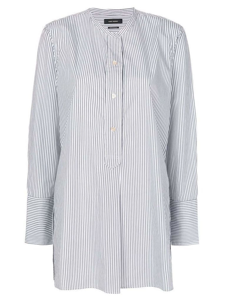 Isabel Marant striped collarless shirt - Grey