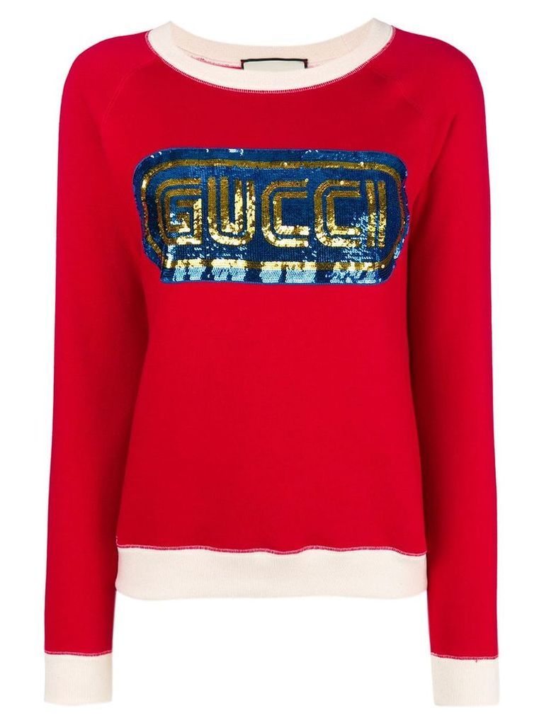 Gucci sequined logo sweatshirt - Red