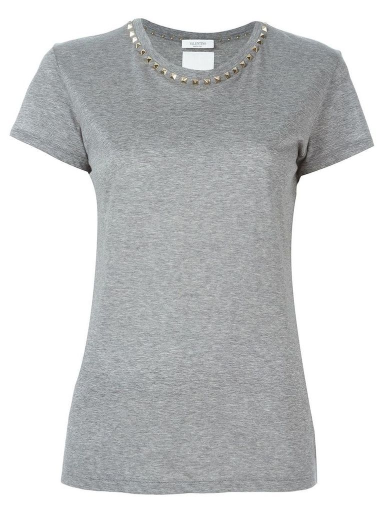 Valentino 'Rockstud' collar T-shirt - Grey