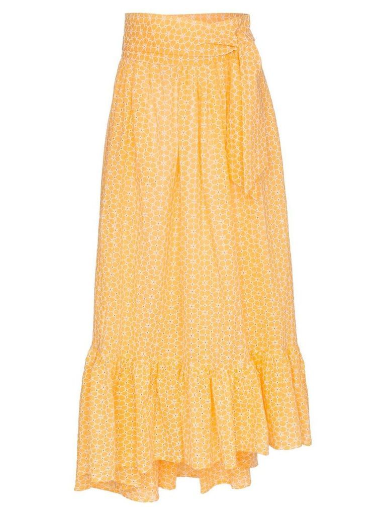 Lisa Marie Fernandez nicole floral tie waist skirt - Yellow