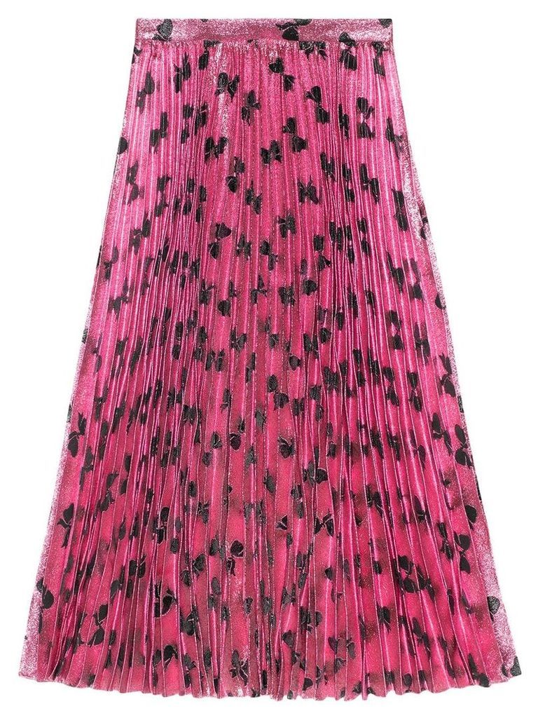 Gucci Iridescent bow lurex pleated skirt - PINK