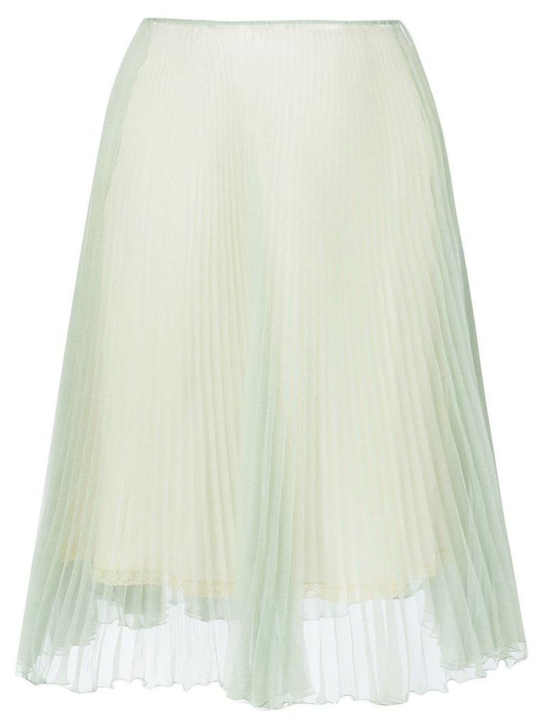 Prada Green Silk Pleated Skirt