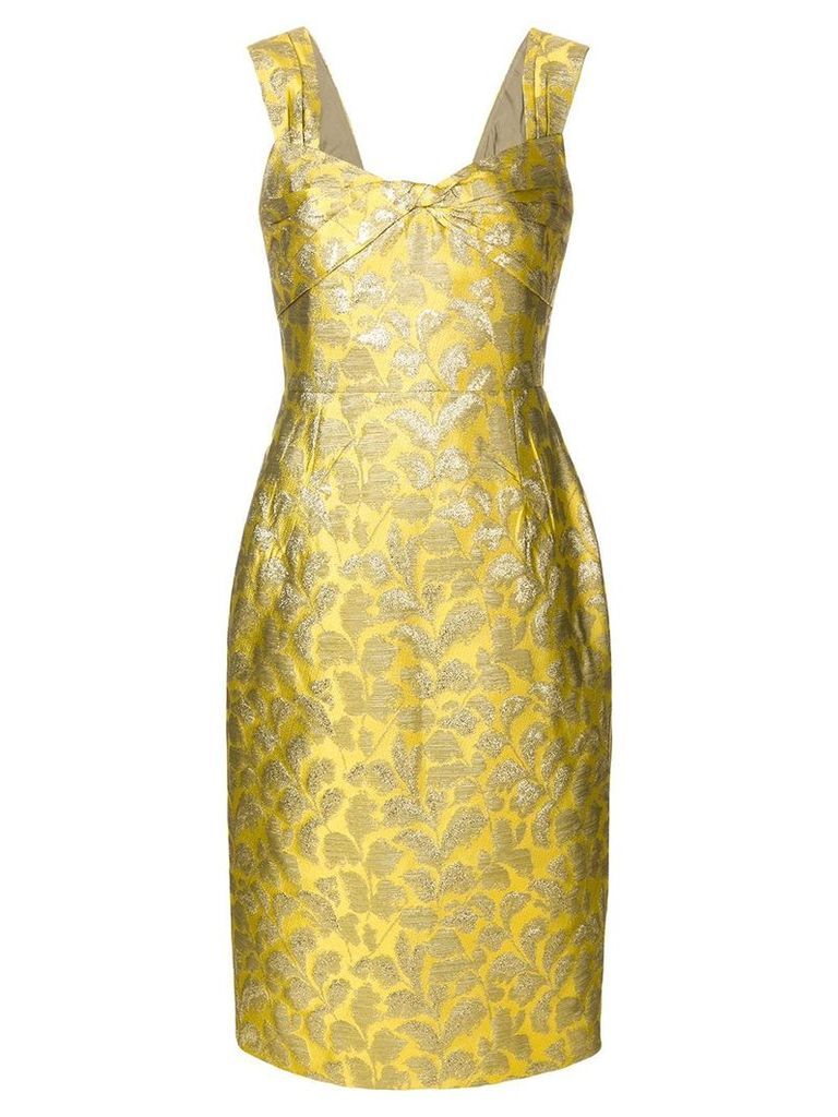 Prada floral baroque fitted dress - Yellow