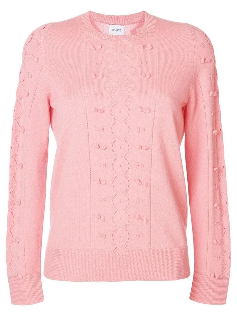 Barrie Fluttering Lace cashmere round neck pullover - PINK