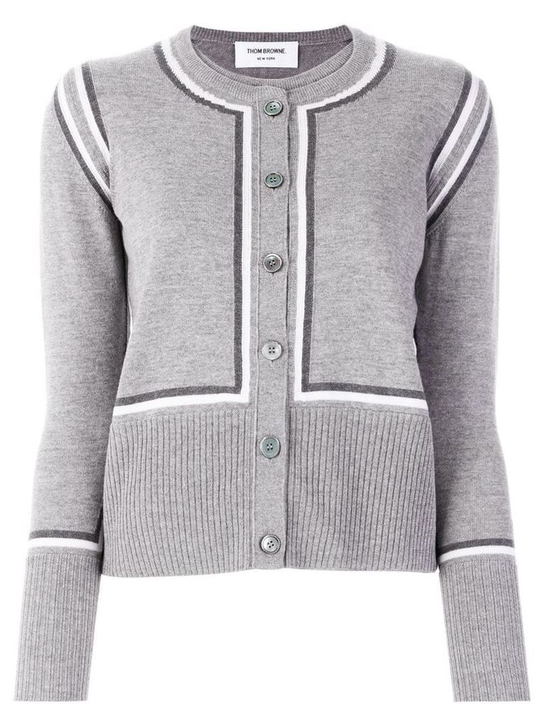 Thom Browne intarsia stripe cardigan - Grey