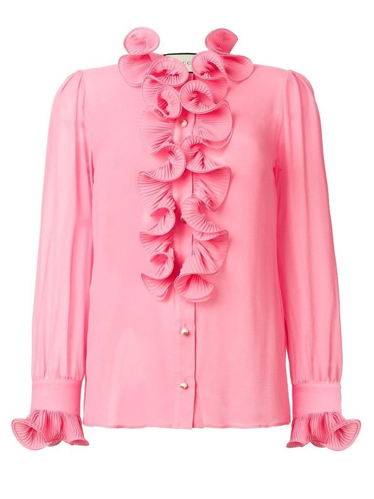 Gucci frill embroidered blouse - Pink