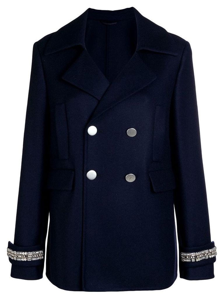 Ermanno Scervino cuff detail double breasted coat - Blue
