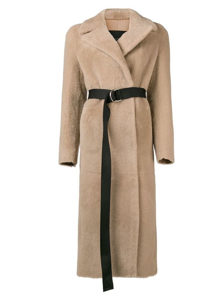 Blancha shearling long-length coat - NEUTRALS