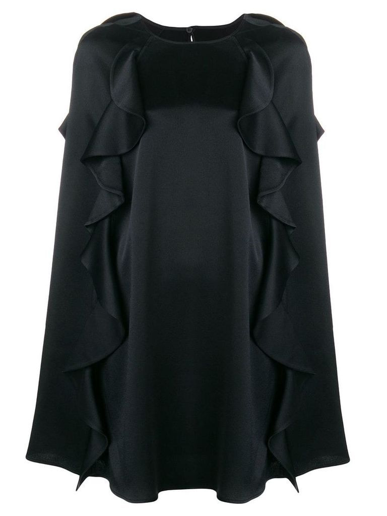 Valentino frilled cape dress - Black