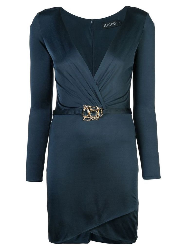 Haney V-neck belted dress - Blue