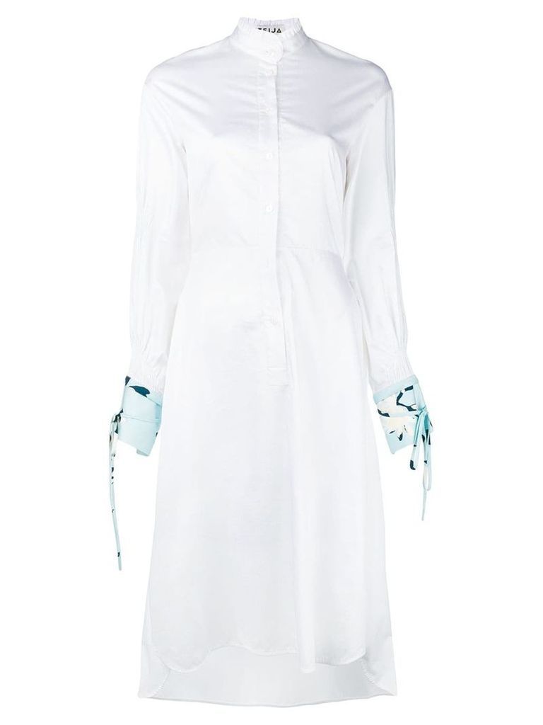 Teija contrast cuffs shirt dress - White