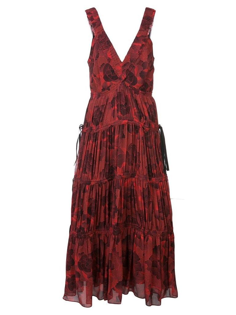 Proenza Schouler pleated neck empire dress - Red
