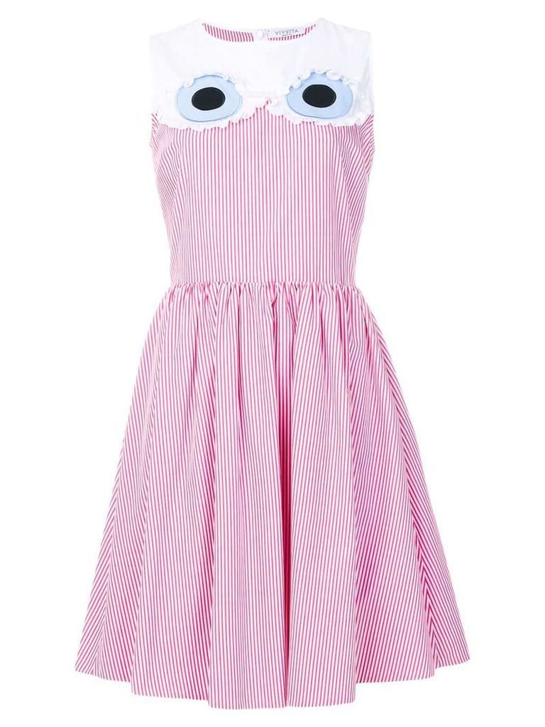 Vivetta eye-detail striped flared dress - PINK