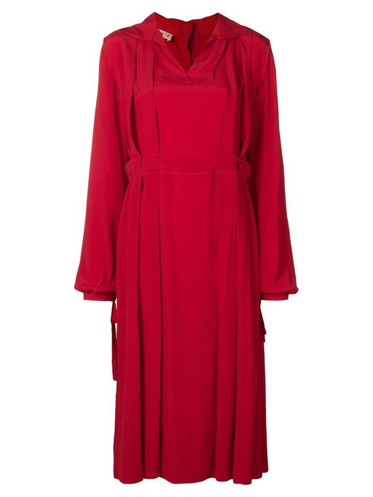 Marni pleat detail dress - Red