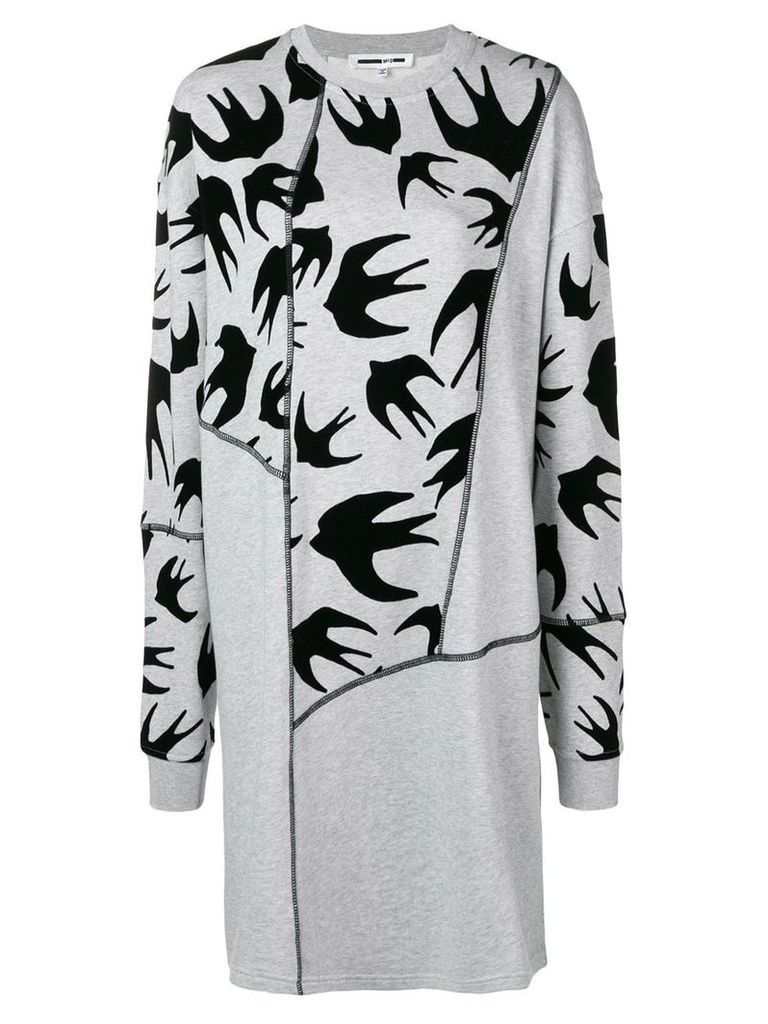 McQ Alexander McQueen swallow print sweatshirt dress - Grey