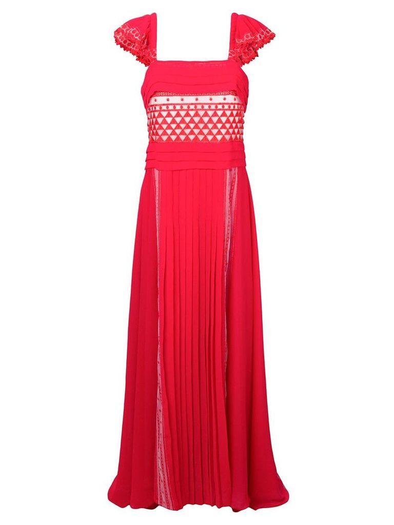 Philosophy Di Lorenzo Serafini pleated geometric patterned gown - Red