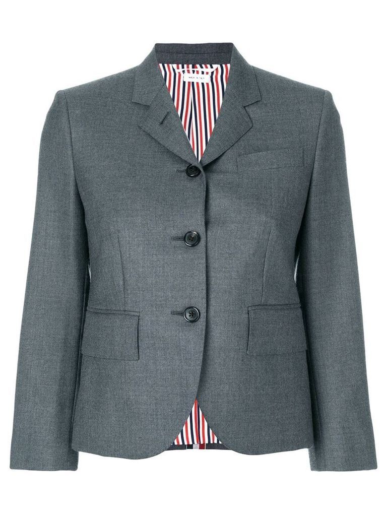 Thom Browne Center-back Stripe Sport Coat In Solid Wool Twill - Grey