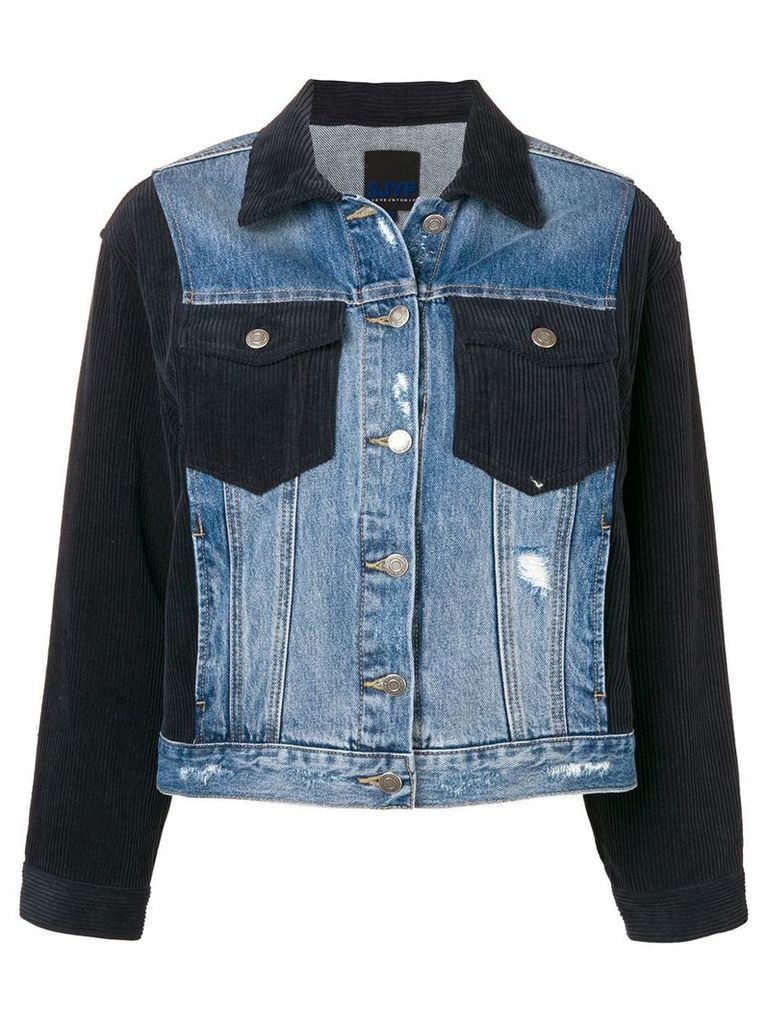 SJYP hybrid corduroy denim jacket - Blue