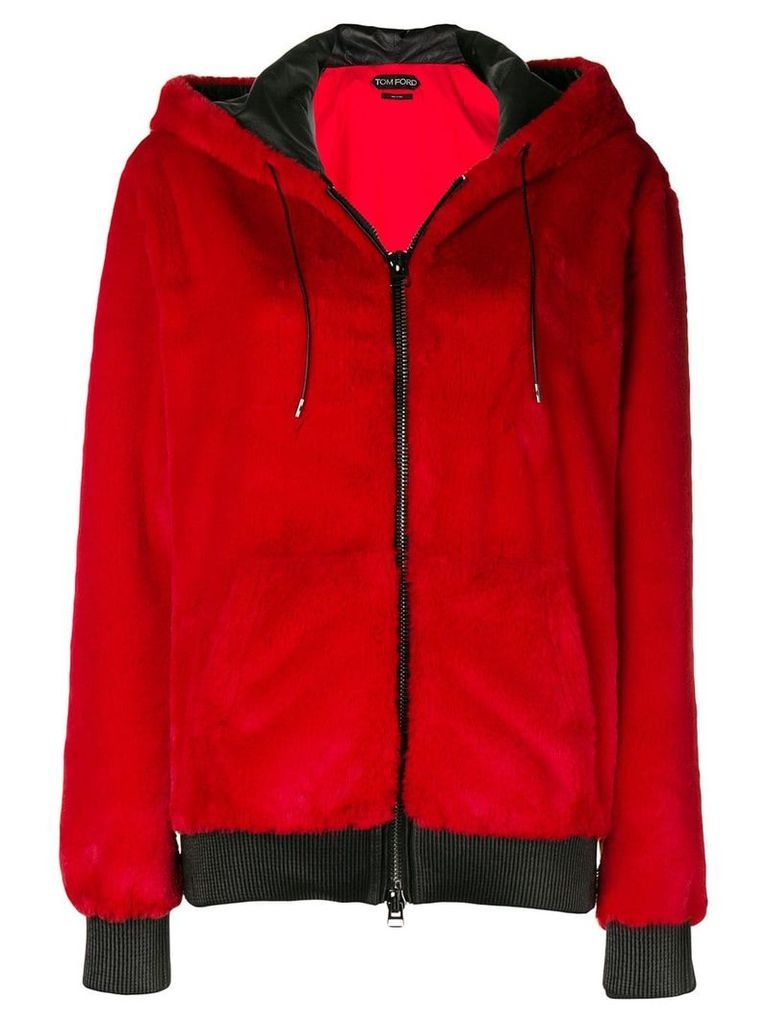 Tom Ford fur zip hoodie - Red