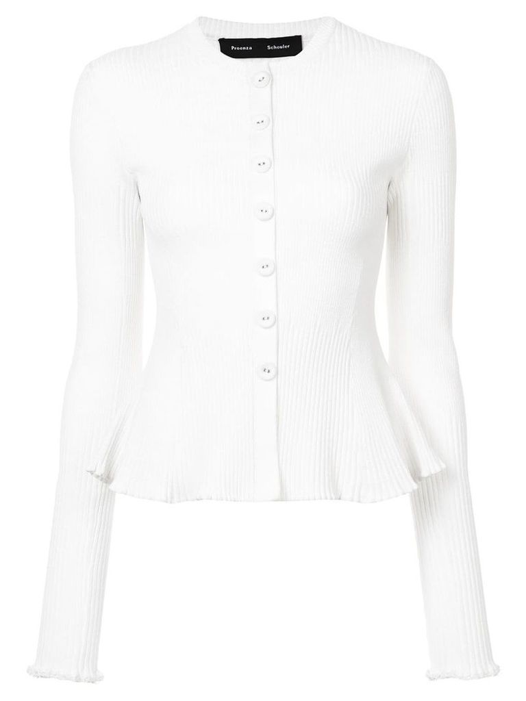 Proenza Schouler Knit Peplum Cardigan - White