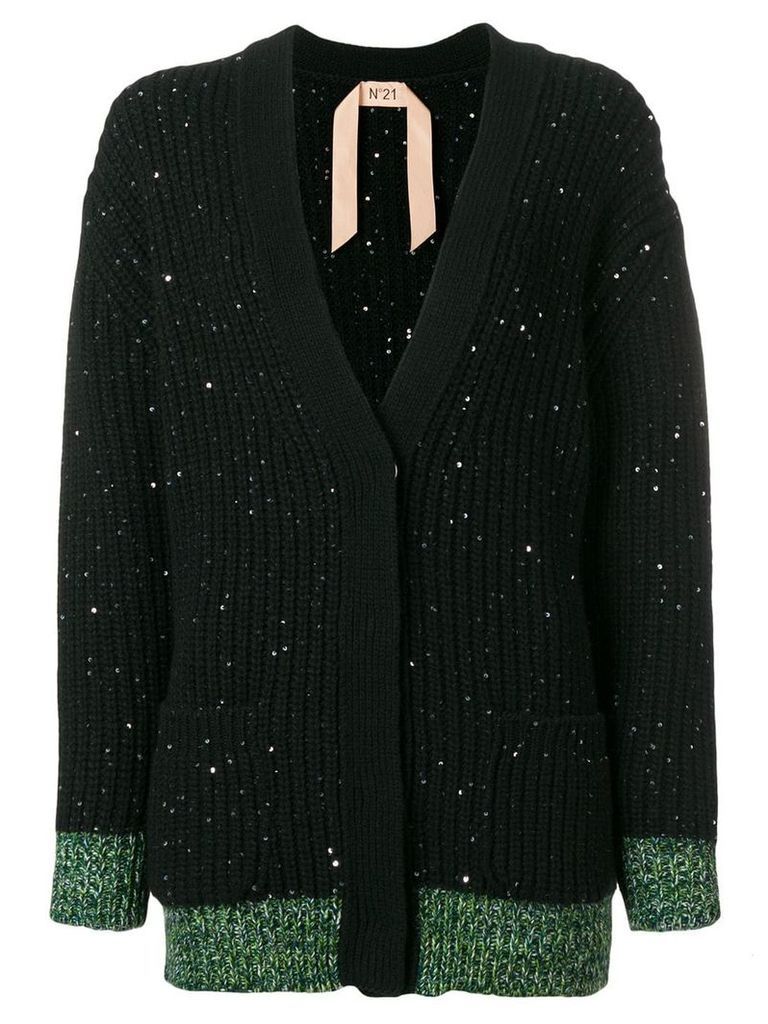 Nº21 wool-blend cardigan with sequins - Black