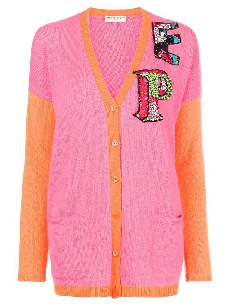 Emilio Pucci colour-block logo cardigan - Pink