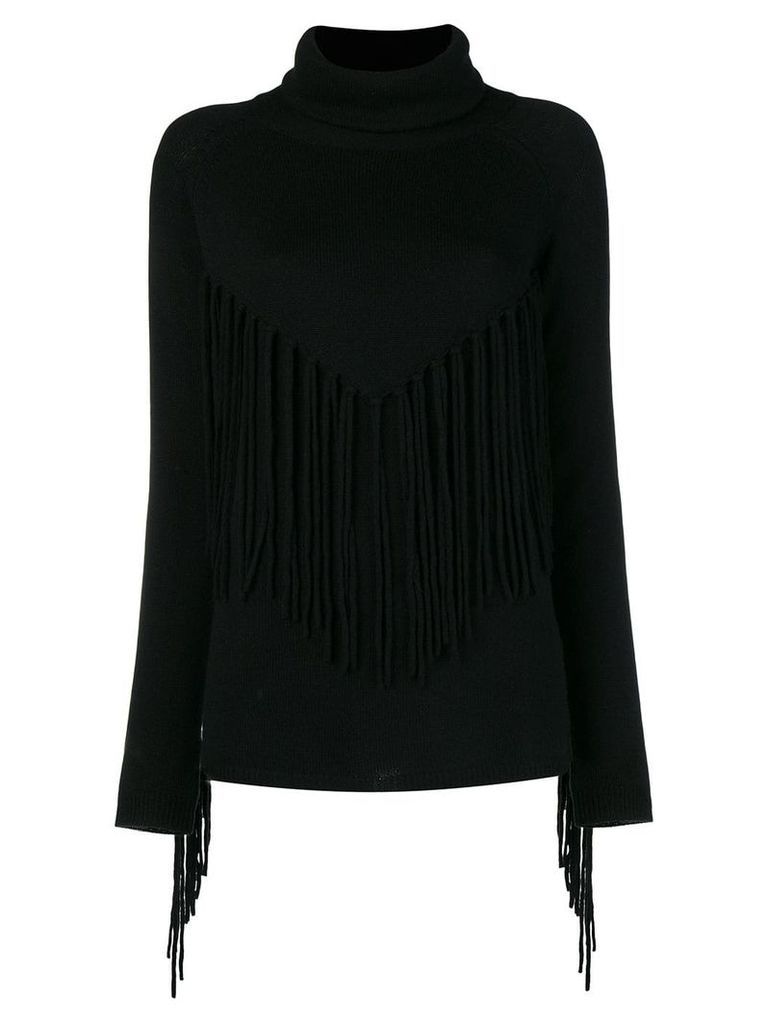 P.A.R.O.S.H. fringed roll neck sweater - Black