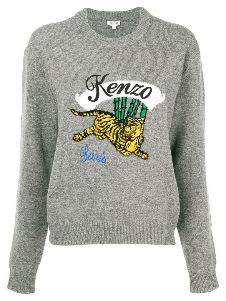Kenzo embroidered tiger sweater - Grey