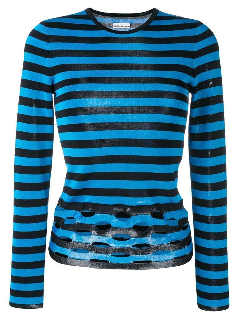 Paco Rabanne perforated stripe jumper - Blue