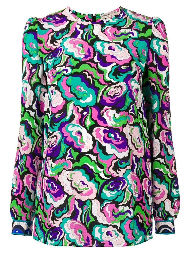 Emilio Pucci abstract floral longsleeved blouse - Multicolour