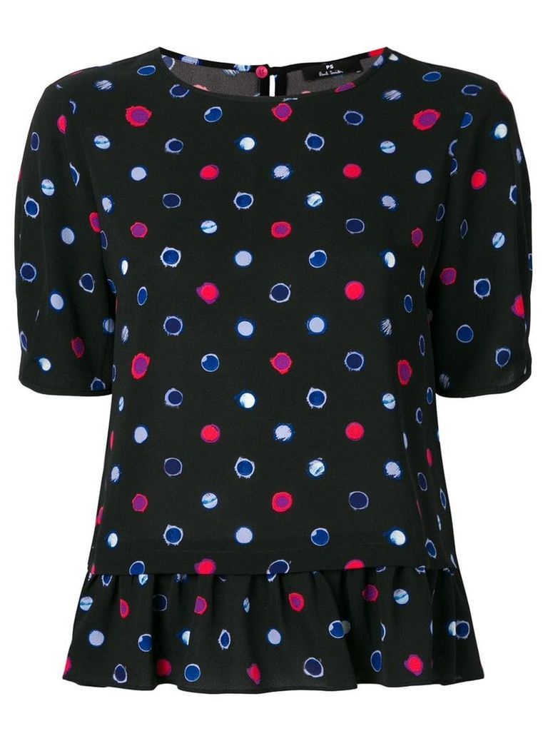 PS Paul Smith circle pattern frilled blouse - Black