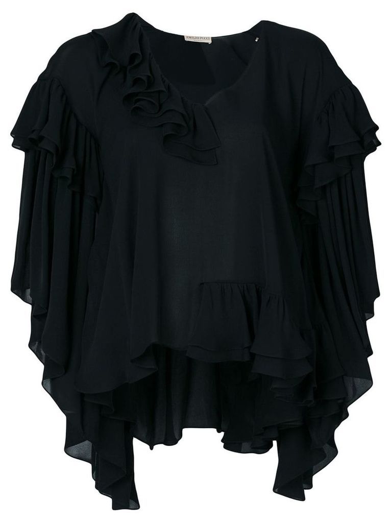 Emilio Pucci frilled shift blouse - Black