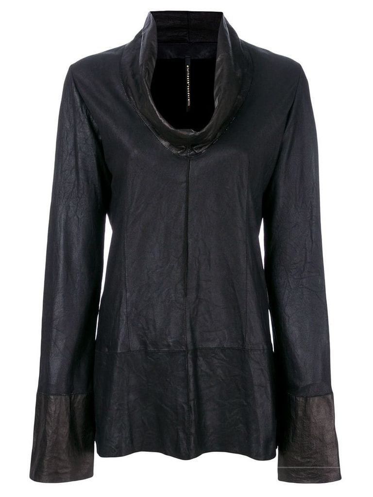 Olsthoorn Vanderwilt draped neck leather blouse - Black