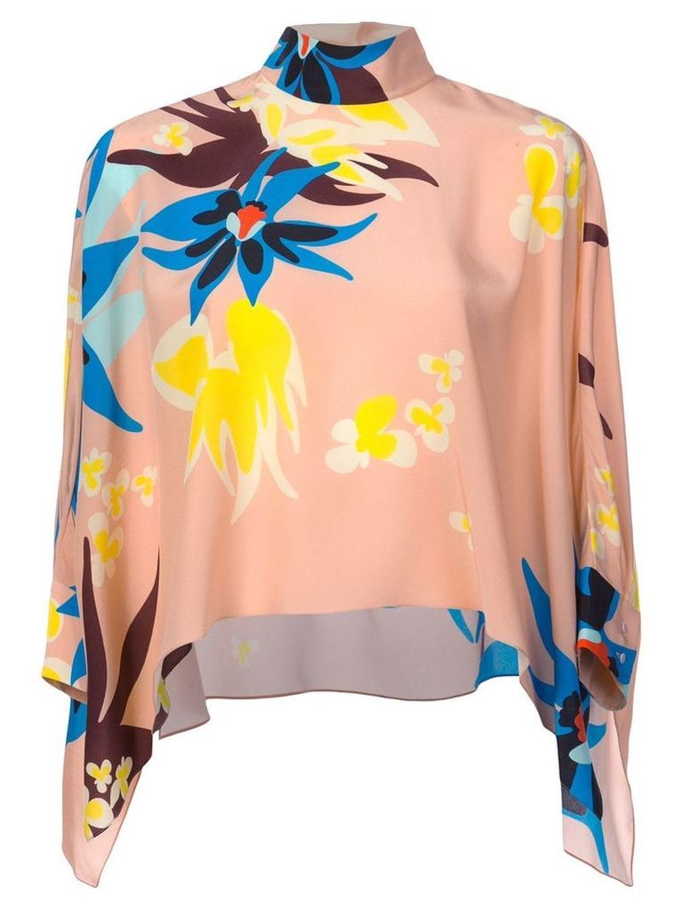 Delpozo floral print flared blouse - PINK
