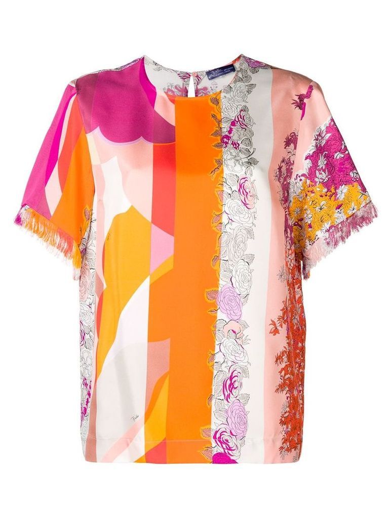 Emilio Pucci fringed detailing floral blouse - PINK