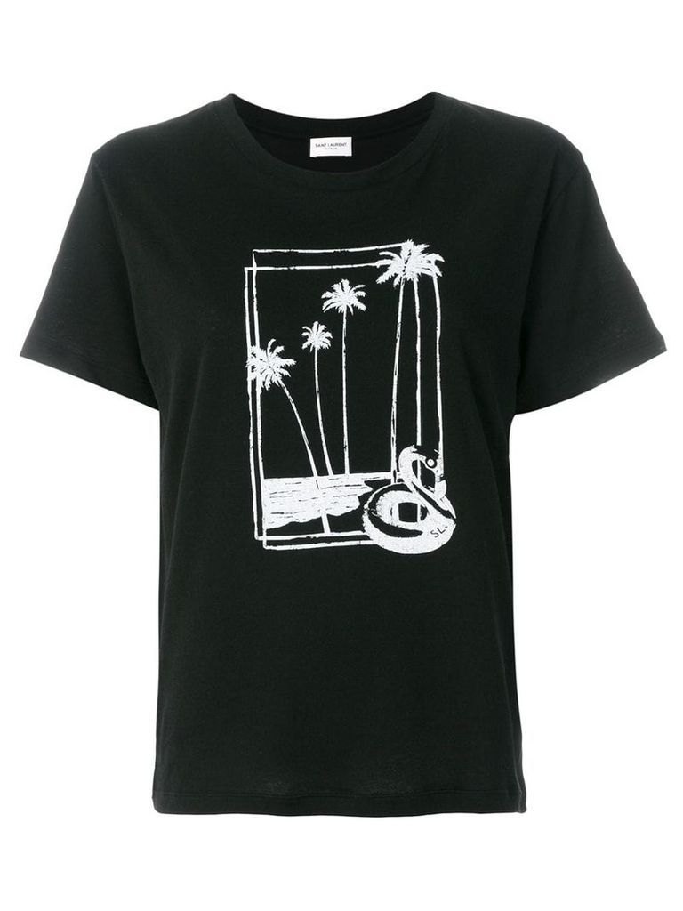 Saint Laurent palm tree print T-shirt - Black