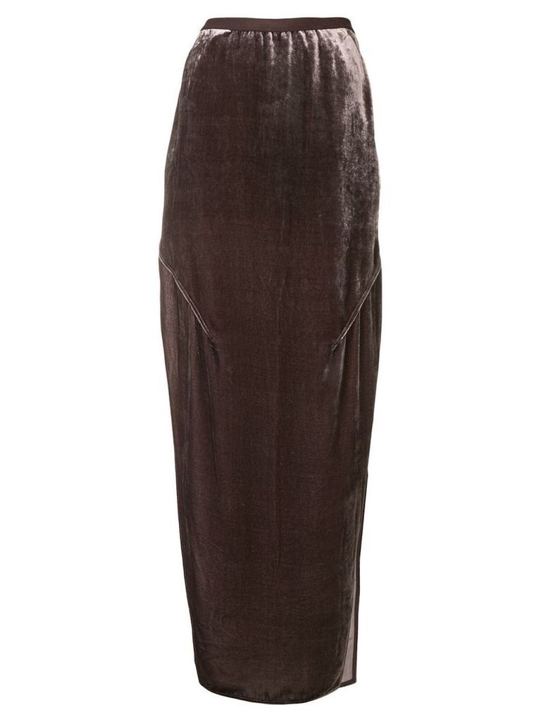 Rick Owens long velvet skirt - Brown