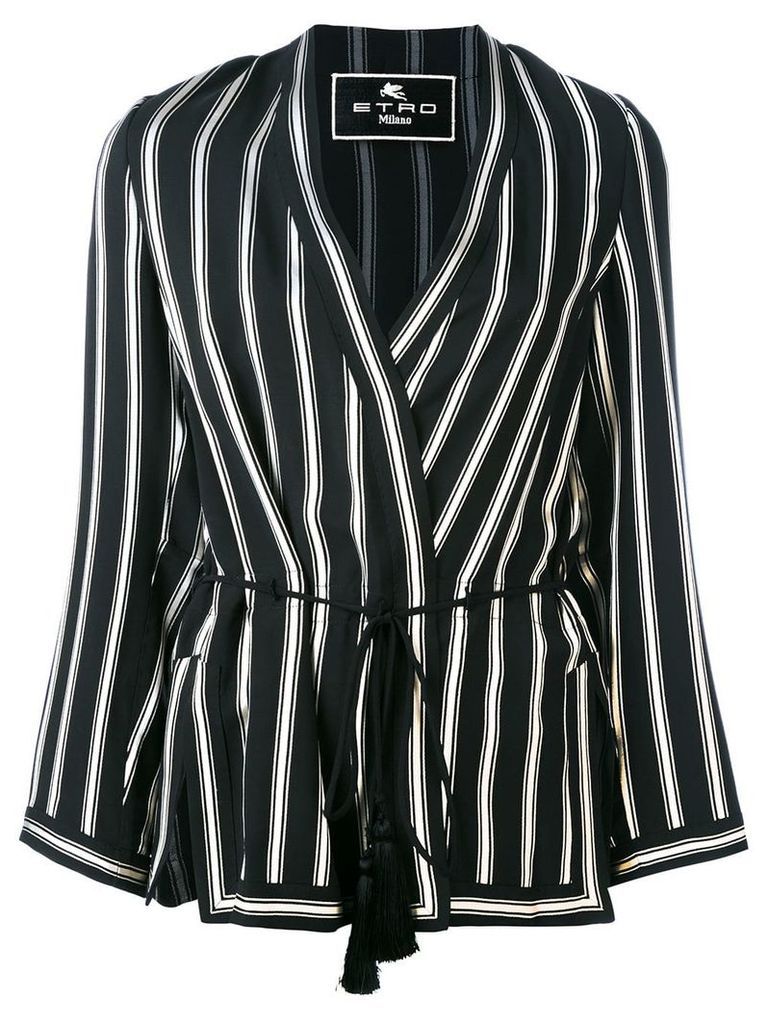 Etro striped-print wrap jacket - Black