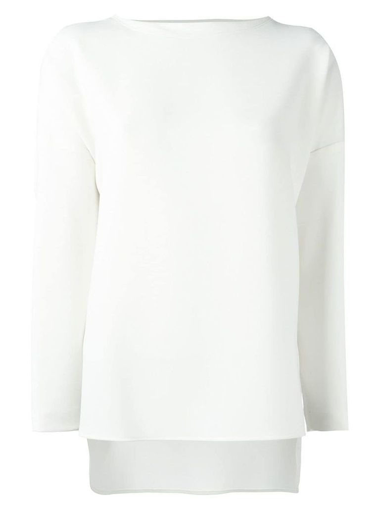 Alberto Biani boat neck longsleeved blouse - White