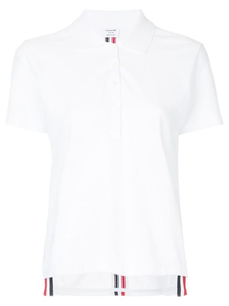 Thom Browne Relaxed Fit Short Sleeve Polo With Center Back Red, White
