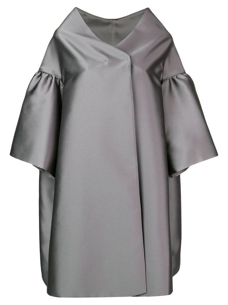 Alberta Ferretti ruffle sleeve oversized coat - Grey