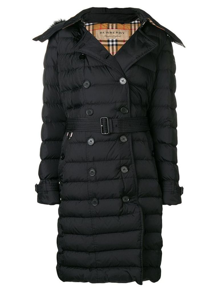 Burberry puffed mid-length hooded coat - Black