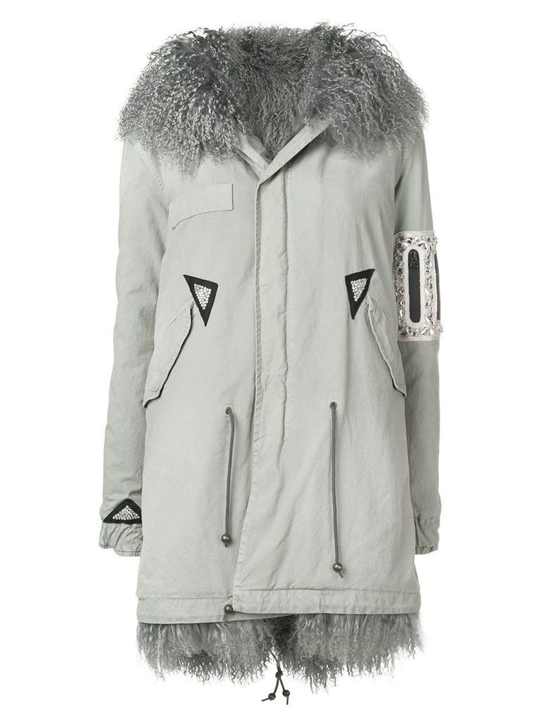 Mr & Mrs Italy trimmed hooded parka - Grey